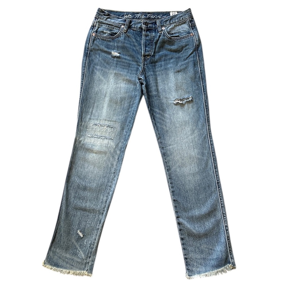 Free People We The Free High Rise Distressed Jeans Raw Hem Women’s Size 27